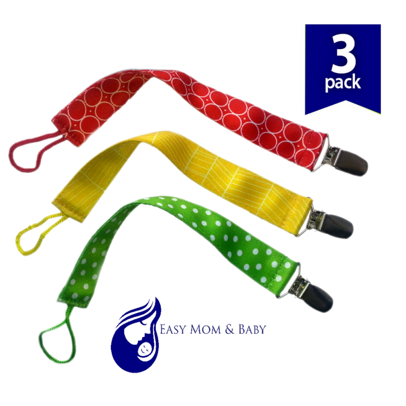 Pacifier dummy clips 3 pack Easy Mom and Baby